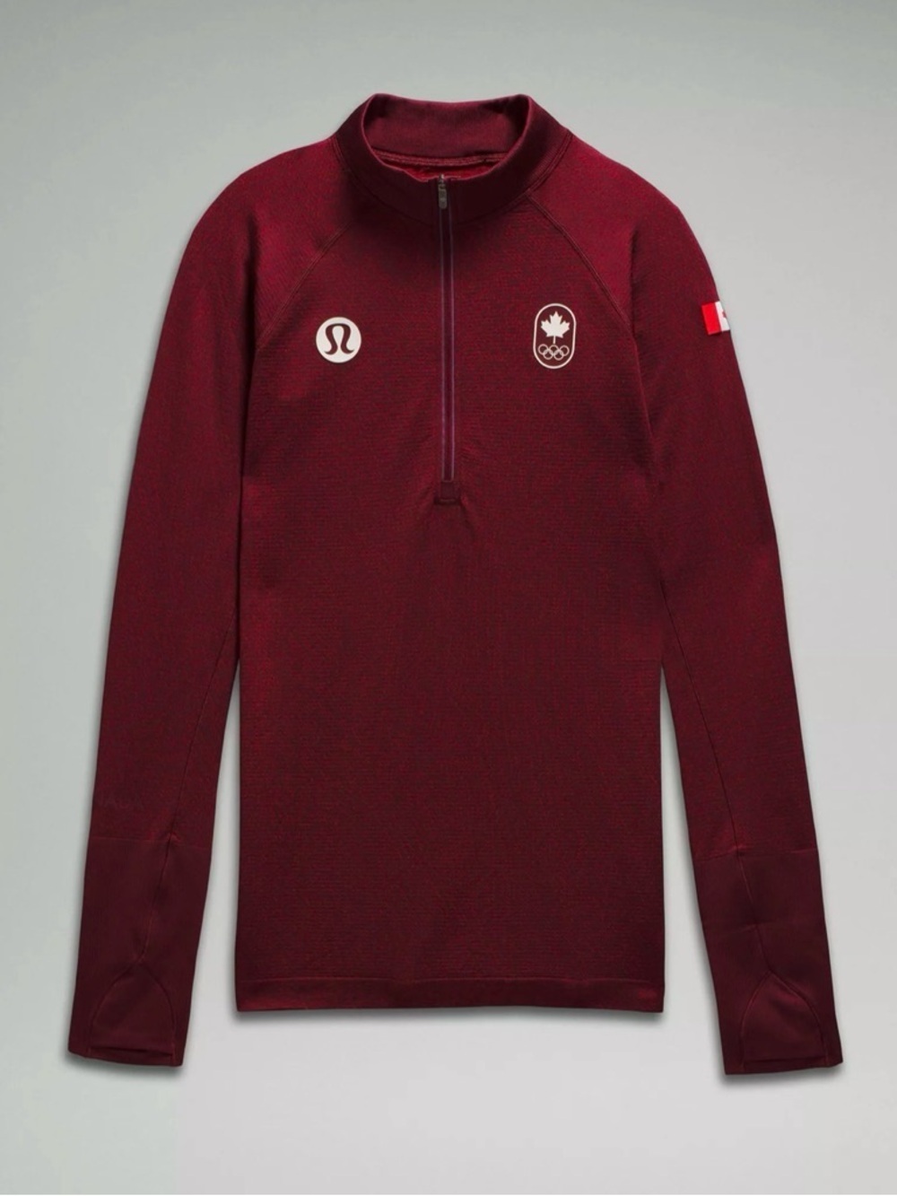 Lululemon Team Canada Swiftly Tech Half Zip 2.0 in Storm Surge Red Merlot - Picture 5 of 9